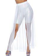 Maxi skirt, sheer mesh, high slit